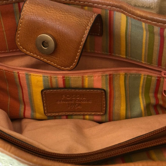 Fossil Teal Blue Leather And Straw Purse - Picture 4 of 6